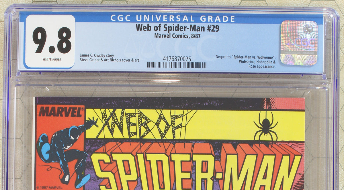 WEB OF SPIDER-MAN #29 CGC 9.8 (1987) Spidey vs Wolverine
