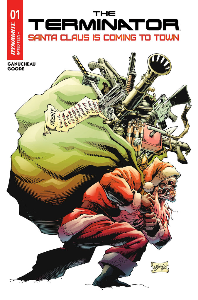 Its a heavy metal holiday in TERMINATOR SANTA CLAUS IS COMING TO TOWN #1! Available December 3 at COMIC FEVER!