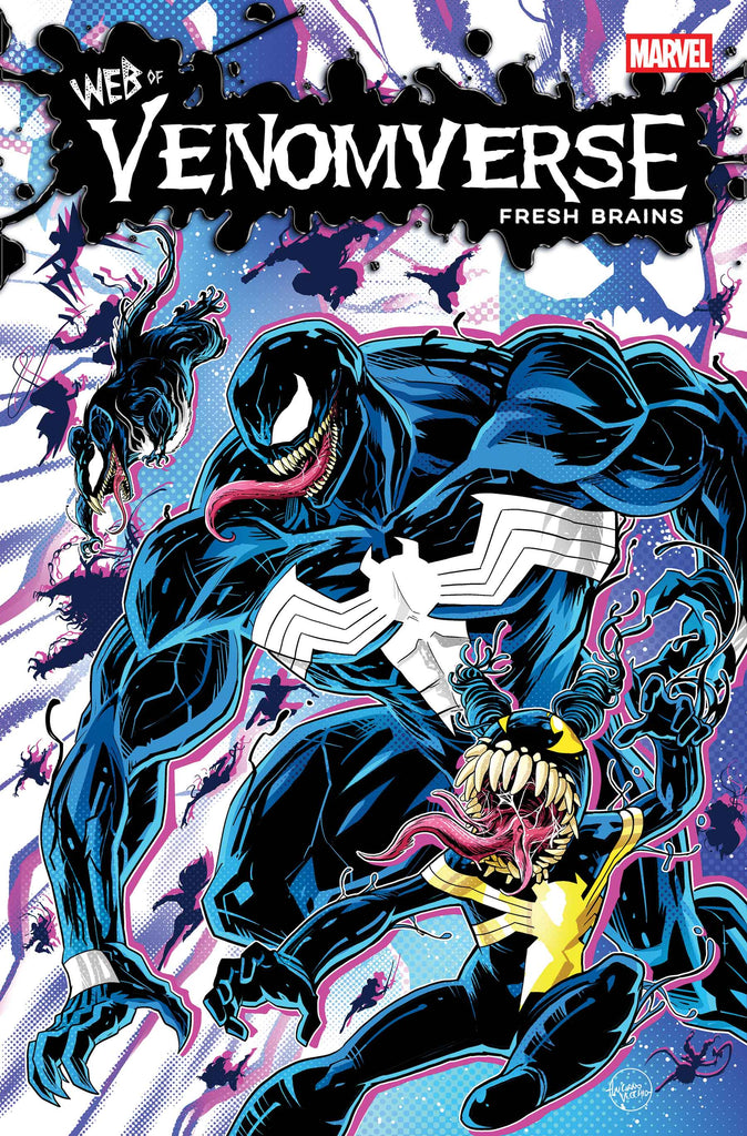 Are there enough brainy hero types to feed or fight the hive mind in WEB OF VENOMVERSE: FRESH BRAINS #1? Available April 16 at COMIC FEVER!