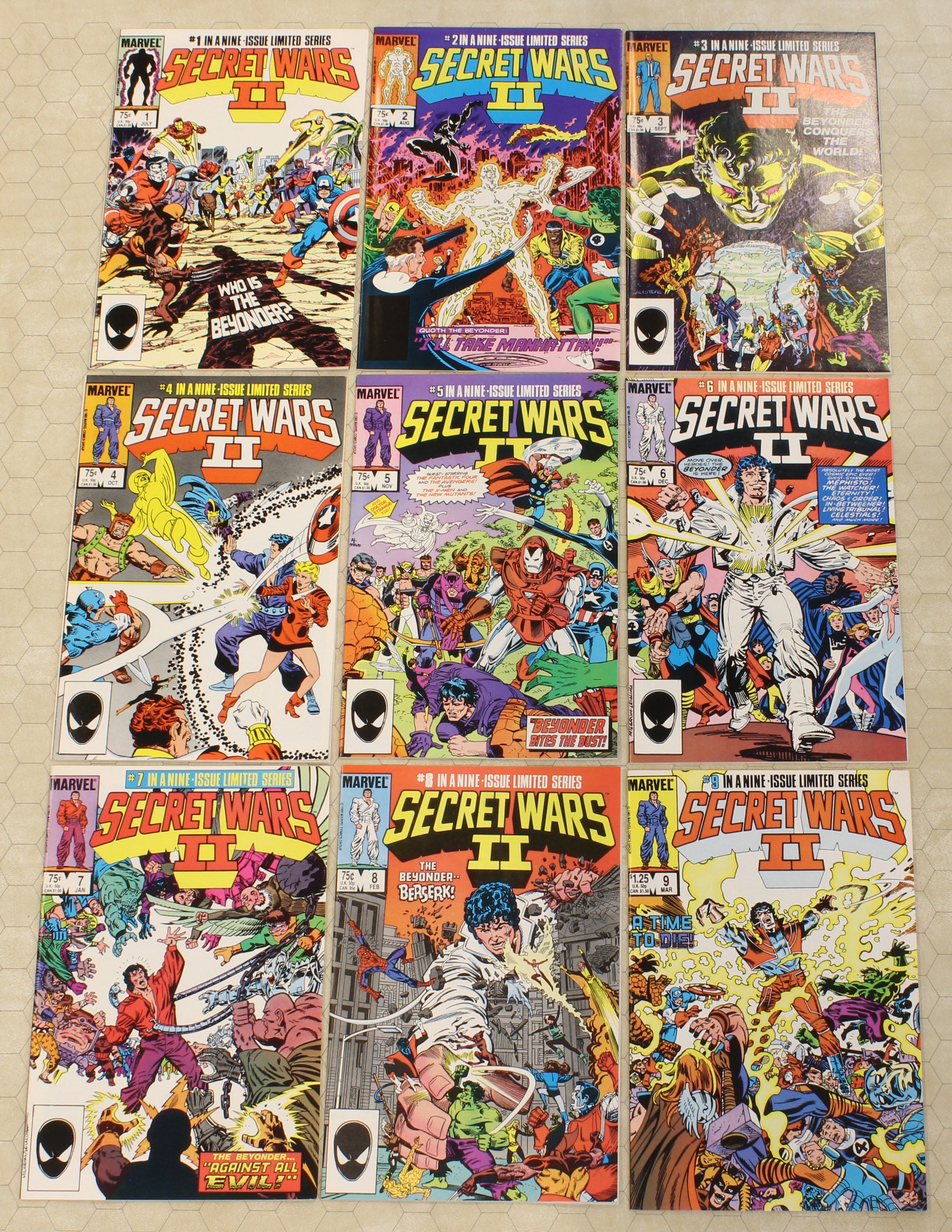 SECRET WARS ii #1 - 9 (1985) COMPLETE set! (Marvel Comics lot