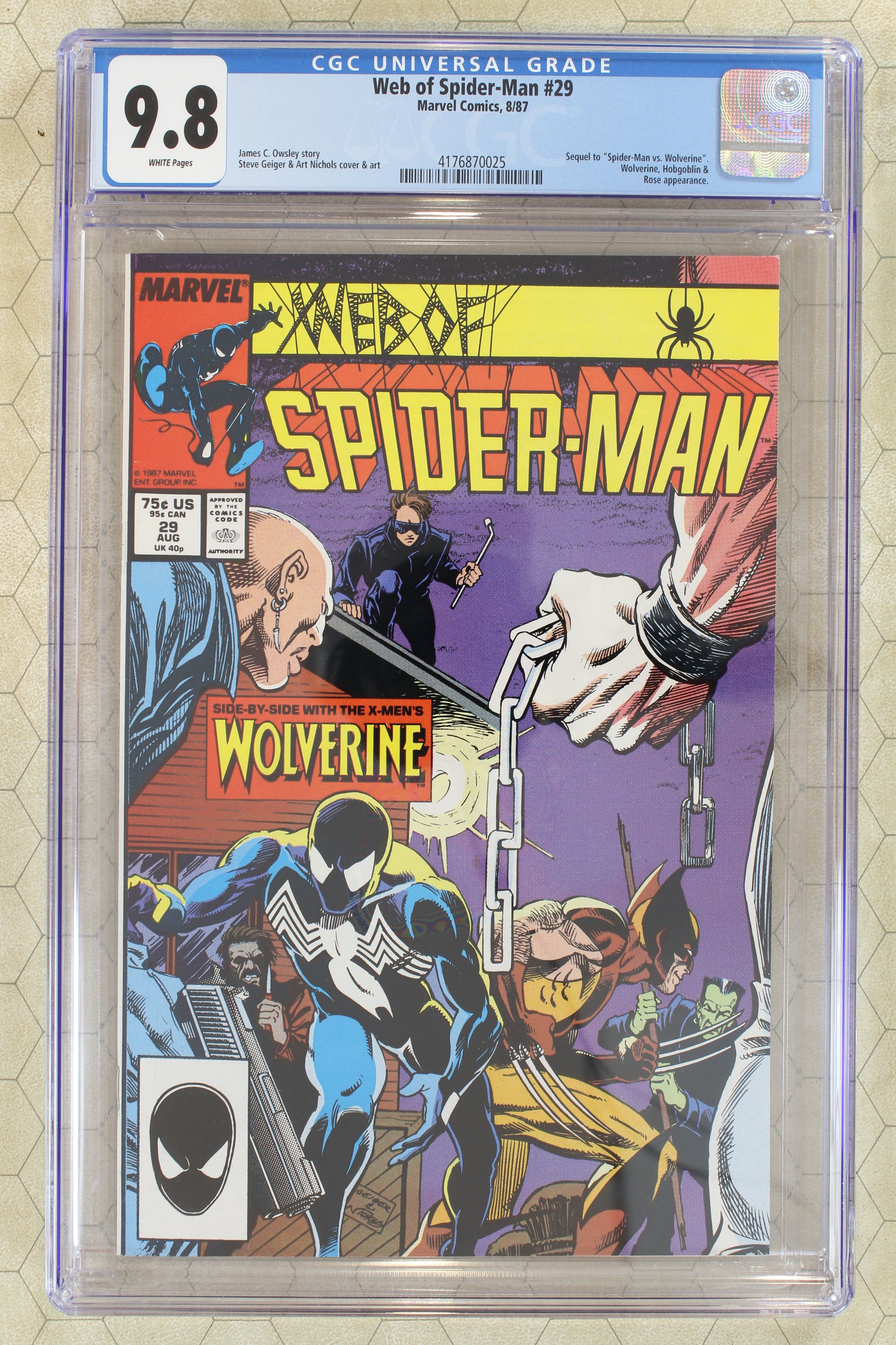 WEB OF SPIDER-MAN #29 CGC 9.8 (1987) Spidey vs Wolverine