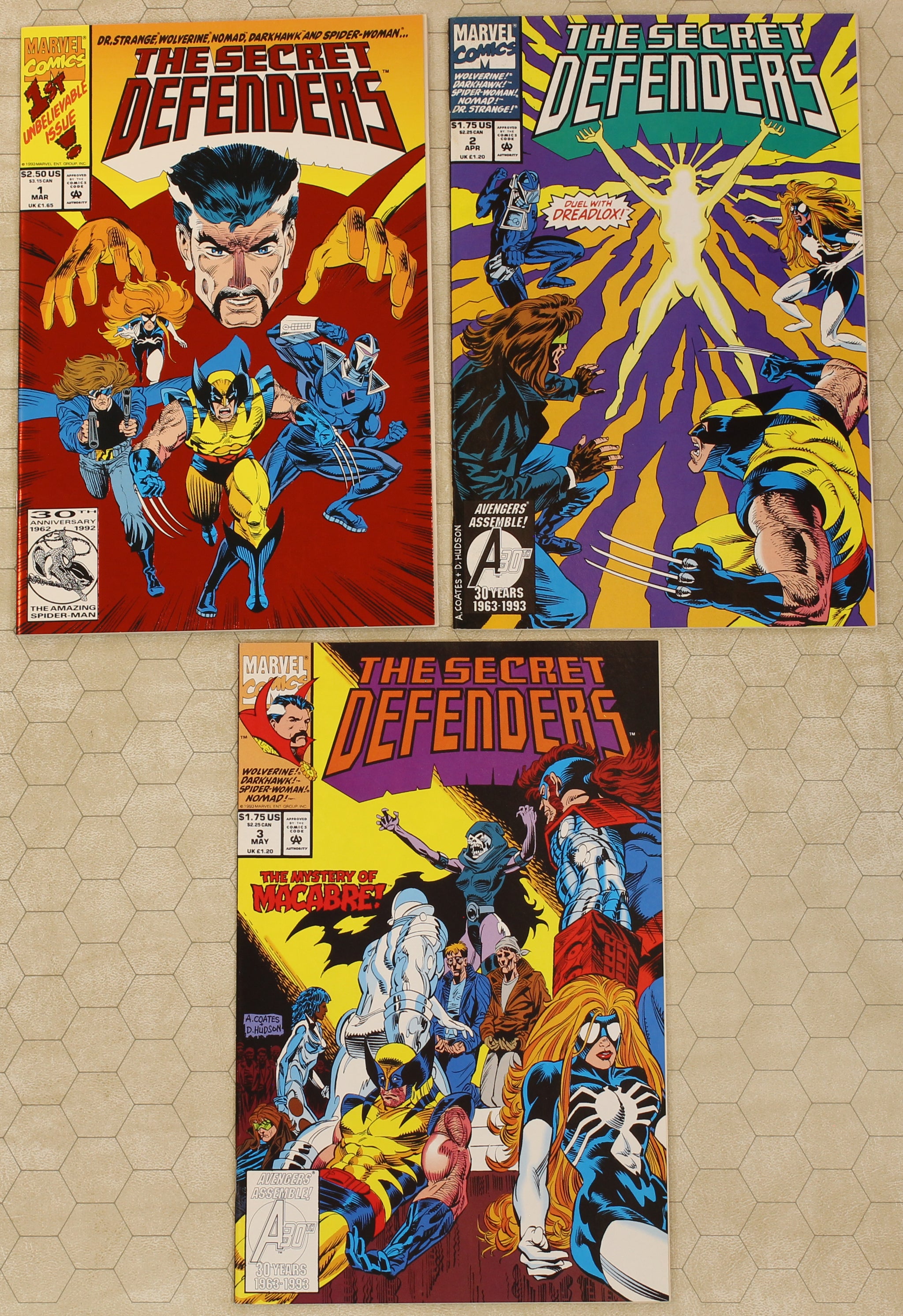 SECRET DEFENDERS (1993) Set #1 - 3 NM (Marvel Comics lot