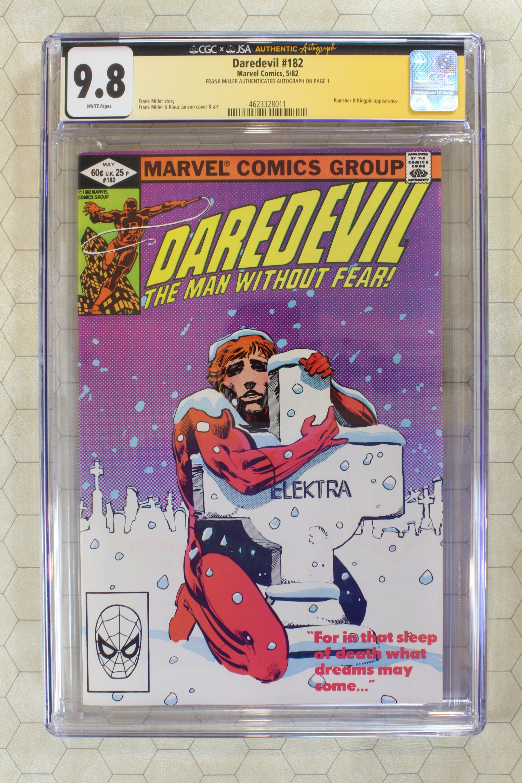 DAREDEVIL #182 CGC 9.8 (1982) Frank Miller AUTOGRAPHED (Marvel