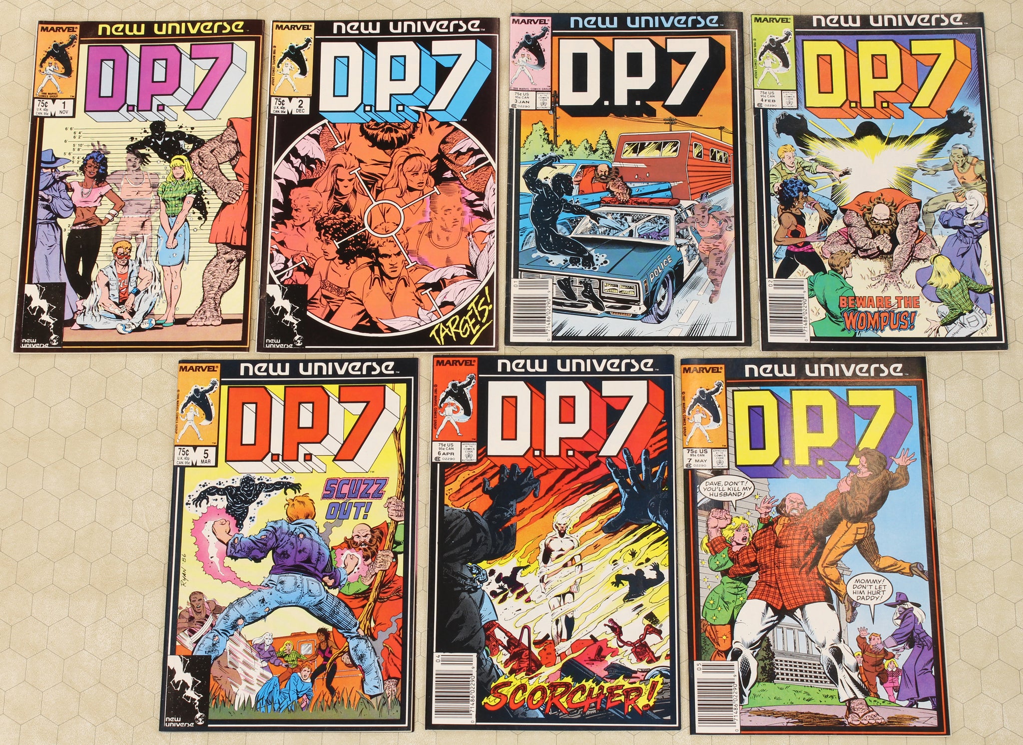 D.P.7 #1 - 7 (1986) #3, 4, 6, 7 newsstand variants COMIC SET